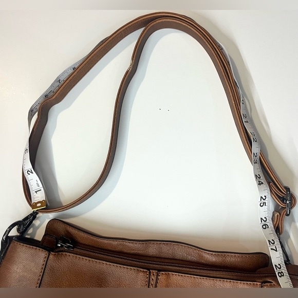Realer Brown Faux Leather Bag Shoulder or Crossbody Purse Multiple Pockets - Picture 10 of 16